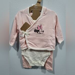 3 Piece Disney Baby Pink Minnie Mouse Outfit
